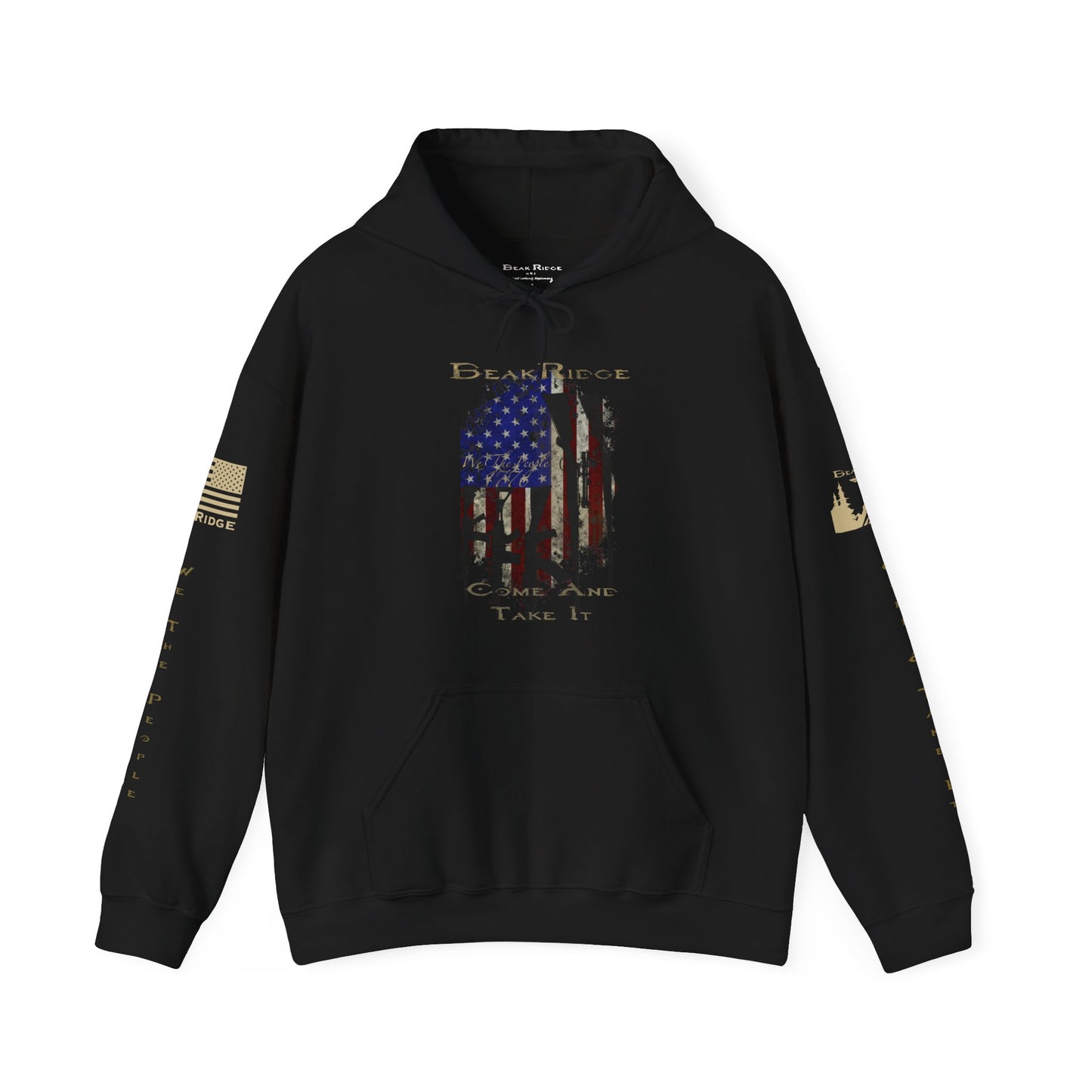 AMERICAN GUN FLAG HOODIE - Full Sleeves Gold Logos