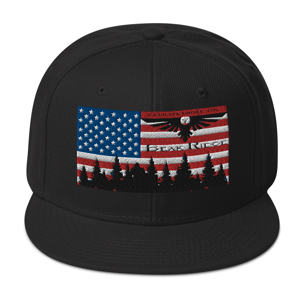 American Flag w/Scenery Snapback Hat